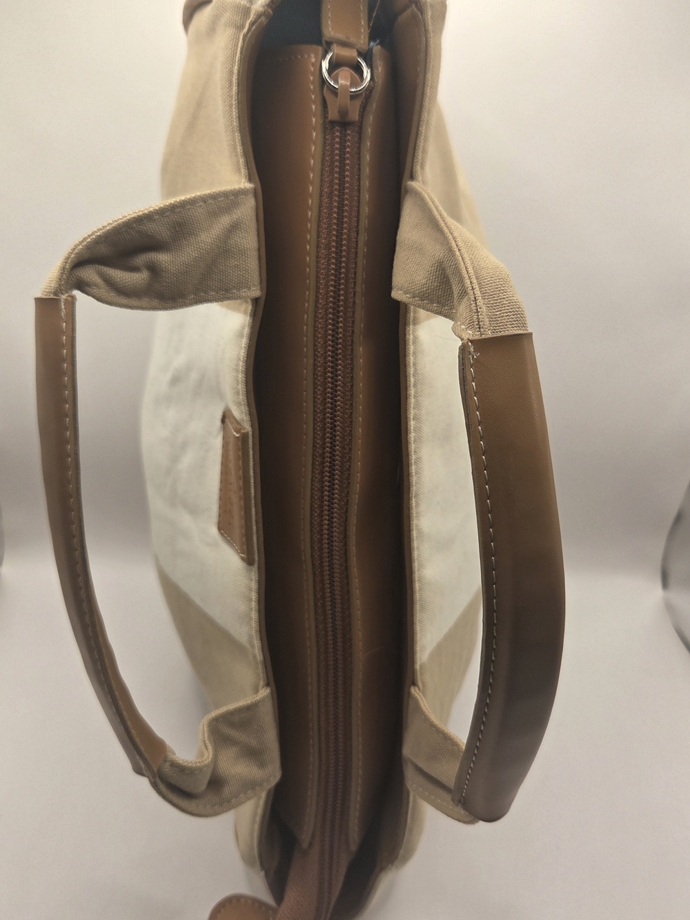 Nine West Beige & White Canvas Weekend Bag - Picture 4 of 11